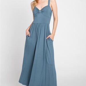 Elegant Blue Maxi Dress S M L New modal‎ NWT Tencel blend super soft pockets